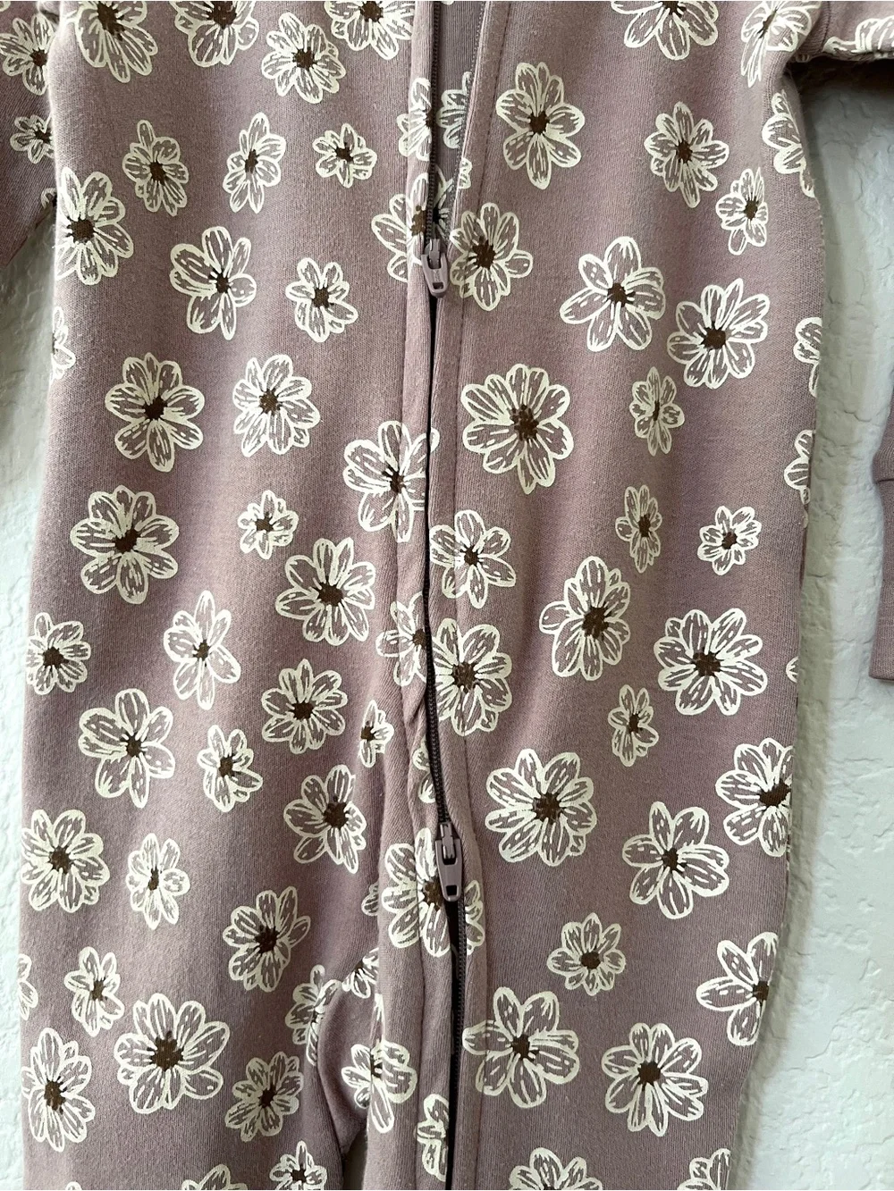 Makemake Organics Sleeper 18-24M Mauve Floral Two Way Zip Organic Cotton NWT